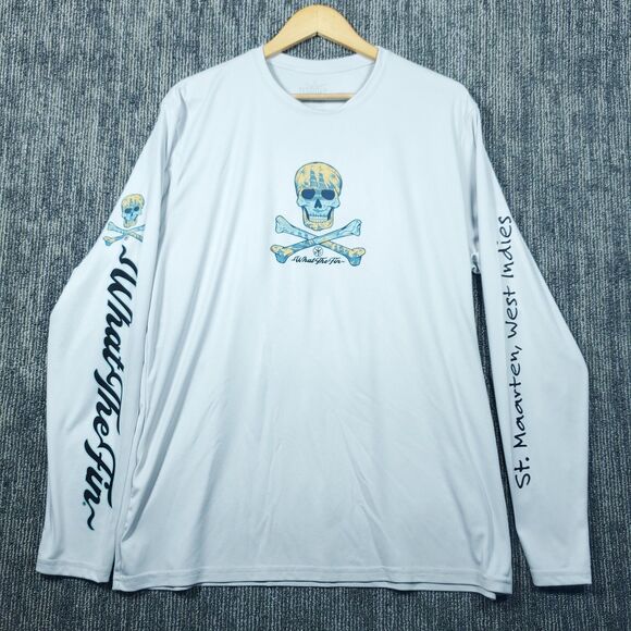 What The Fin Performance Long Sleeve Skull Graphic Fishing Shirt, Size: XL - Picture 1 of 13